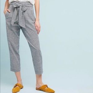 Anthropologie Tie Waist Gingham Pants